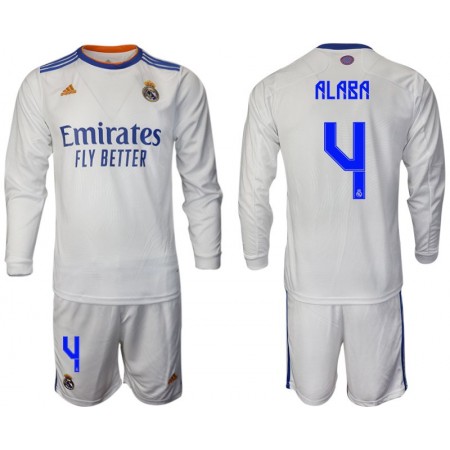 Real Madrid Alaba 4 Kinder 2021/22 Heim Trikotsatz Langarm (+ Kurze Hosen)